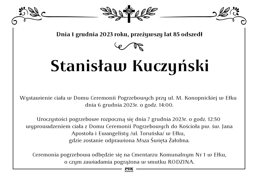 Stanisław Kuczyński - nekrolog